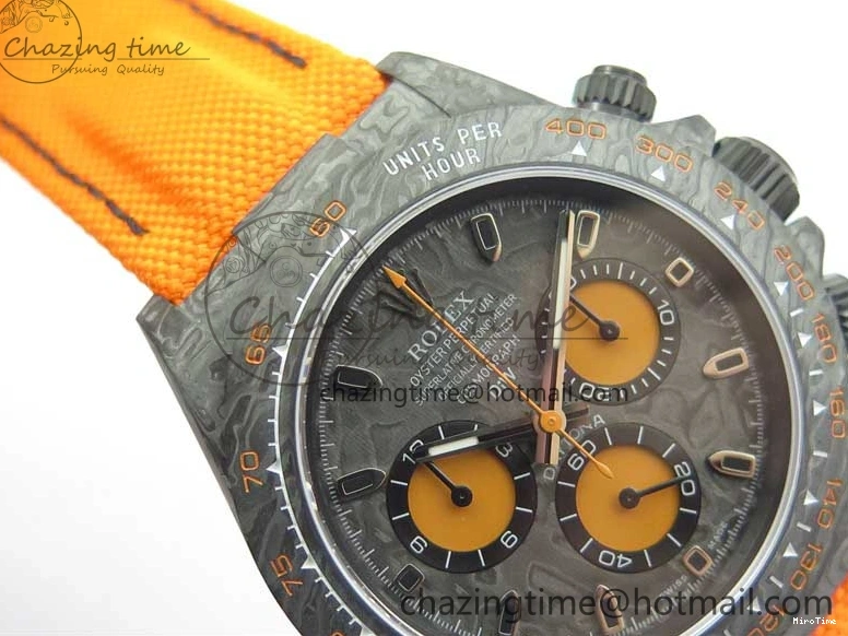 MiroTime 0122 Daytona DIW Carbon Noob 1:1 Best Edition Black Orange Dial on Orange Nylon Strap SA TopPick 2586